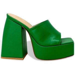Chunky Platform Sandals for Women Slip On Square Toe Platform Mules